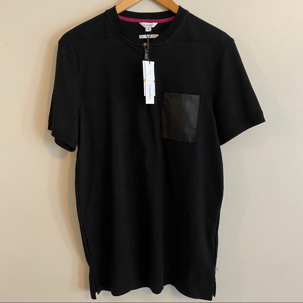 ❤️ NWT! CK Men's Slim Fit Pocket T-shirt w/Zipper